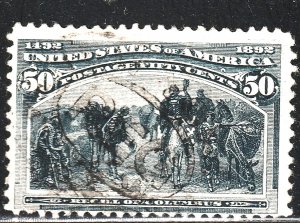 #240 US 50 CENT SLATE BLUE COLUMBIAN-USED-N/G-FINE-V/F