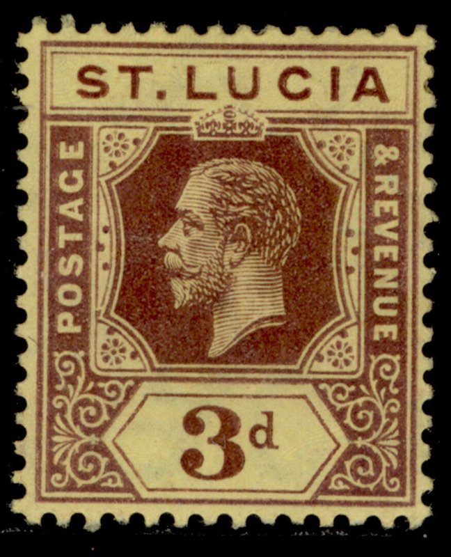 ST. LUCIA GV SG82, 3d purple/yellow, M MINT. 