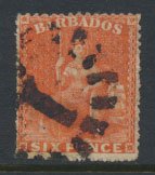 Barbados SG 31 SC# 20  Used   Brt Orange Vermillion see scans and details