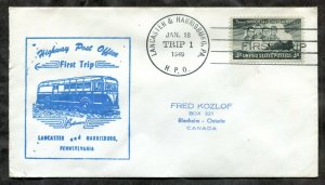 d84 - HPO Cover 1949 First Trip LANCASTER and HARRISBURG PA