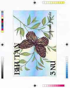 Bhutan 1990 Butterflies - Intermediate stage computer-gen...