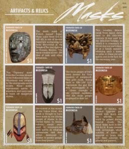 Micronesia 2015 MNH Artifacts & Relics Masks Anubis Tapuanu Mask 6v M/S Stamps