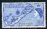 Bermuda 1953-62 Map of Bermuda 1s3d bright blue (die II S...