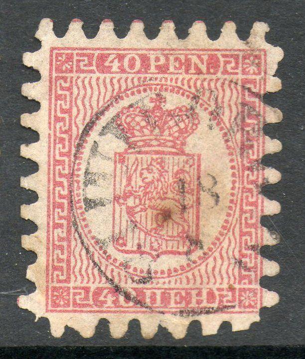 FINLAND Scott #10b Type II Serpentine Roulette, Classic Stamp