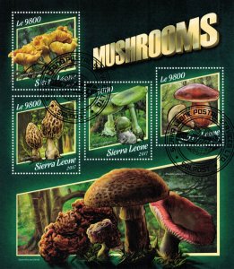 SIERRA LEONE 2017 - Mushrooms / complete set - sheet+block (2 scans)