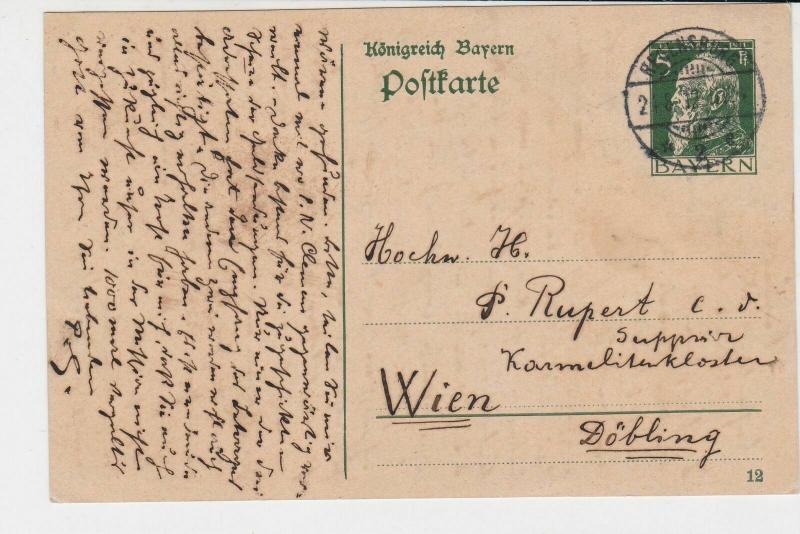 germany bavaria 1912 stamps post card ref 20101