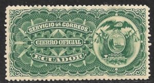 ECUADOR OFFICIALLY SEALED STAMPS c1922 Green MH