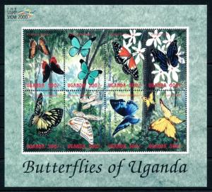 [99042] Uganda 2000 Insects Butterflies Sheet MNH