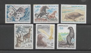 MONACO - CLEARANCE #760-5 WILDLIFE MNH (TONED GUM)