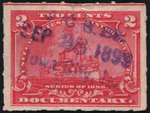 R164 2¢ Documentary Stamp (1898) Used/Date Stamp