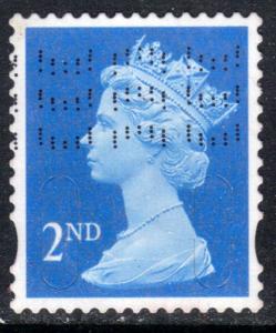 GB 2015 QE2 2nd Blue Security Machin Used Code ( MRIL ) SG U3012 ( D100 ) 