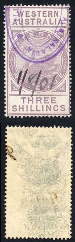 Western Australia Internal Revenue Wmk CA 3/- lilac BF25