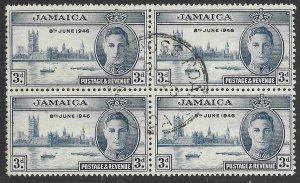 Jamaica #137 Used block. Peace. Victory. June 8, 1946