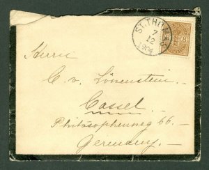 DWI 1904, 8¢ Coat of Arms tied St. Thomas on mourning cover to Germany (bkstp),