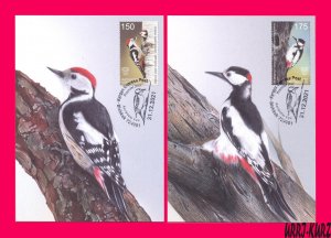 KYRGYZSTAN 2021 Croatia Nature Fauna Protected Birds Woodpeckers Maxicards Cards