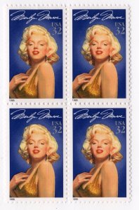 Scott #2967 Marilyn Monroe Block of 4 Stamps - MNH