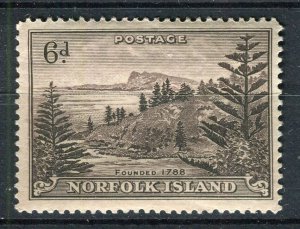 NORFOLK ISLAND; 1947 early Ball Bay issue fine Mint hinged Shade of 6d. value