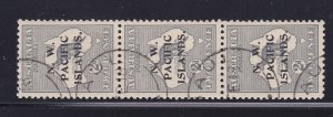 North West Pacific Islands Scott 23, 1915 Kangaroo 2d Strip 3, VFU.  Scott $90+