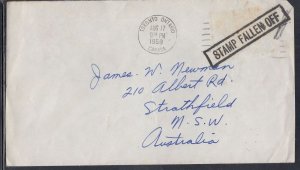 Canada - Aug 1958 Toronto, ON: Stamp Fallen Off Cover