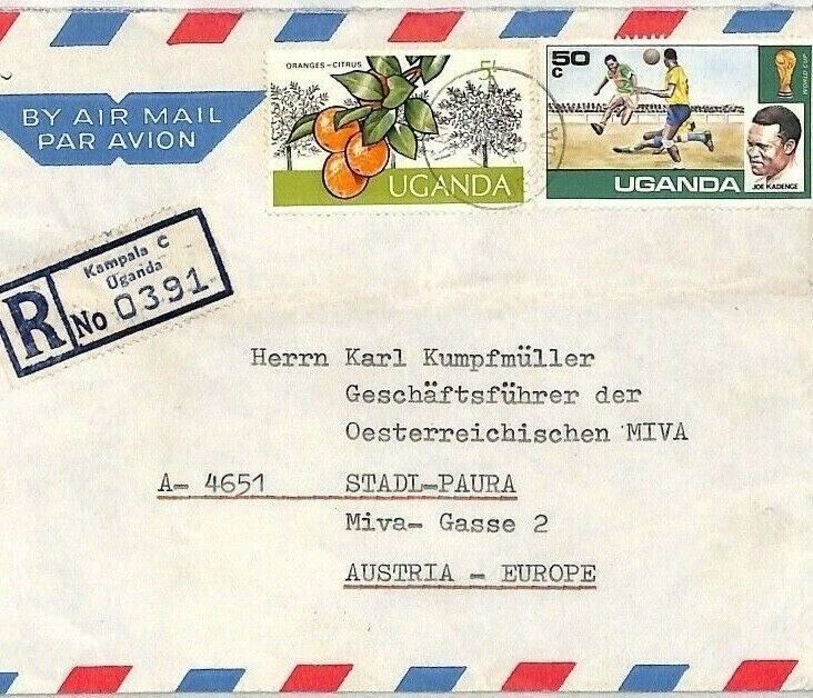 UGANDA Air Mail Cover Kampala *Kasangati* MIVA MISSIONARY Austria 1976 CA384