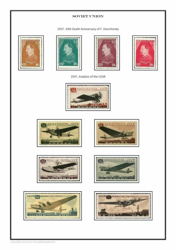 SOVIET UNION USSR RUSSIA 1857-2021 (5 albums) PDF (DIGITAL)  STAMP ALBUM PAGES  