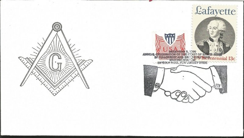 J) 1977 UNITED STATES, MASONIC GRAND LODGE SYMBOL, ANNUAL CELEBRATION OF THE FEA