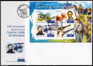 GUINEA 150th ANNIVERSARY OF THE END OF THE AMERICAN CIVIL WAR LINCOLN SHEET  FDC