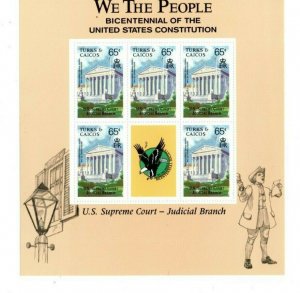 Turks and Caicos -1988 -U.S Constitution - Sheet of Five - MNH (Scott#729-32)