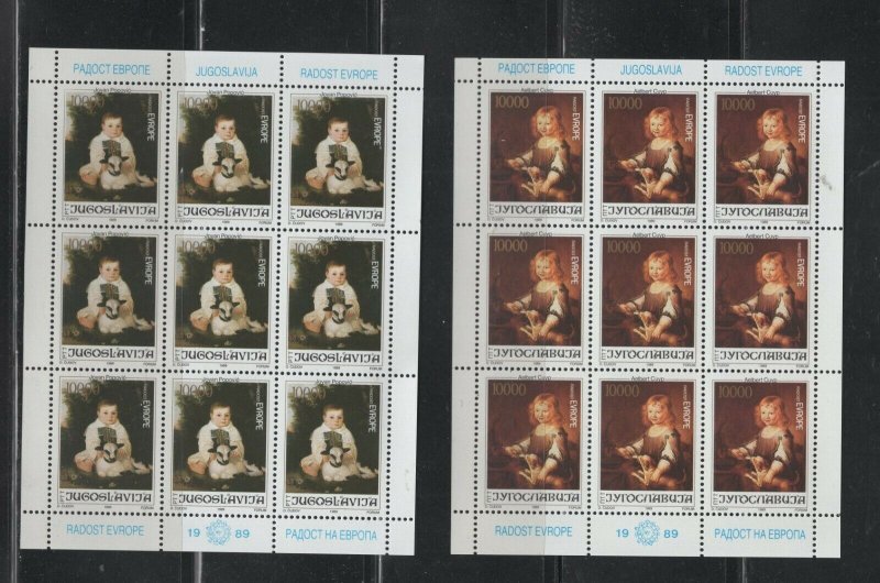 Yugoslavia #1987-88 (1989 Europa set) VFMNH  sheets of 9 CV $9.00