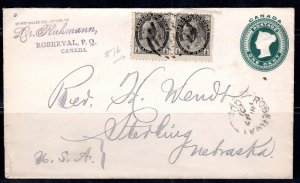 CANADA 1890's ONE CENT POSTAL CARD UPRATED TWO 1/2 c. Sc. 74  FOR CENT RATE TO