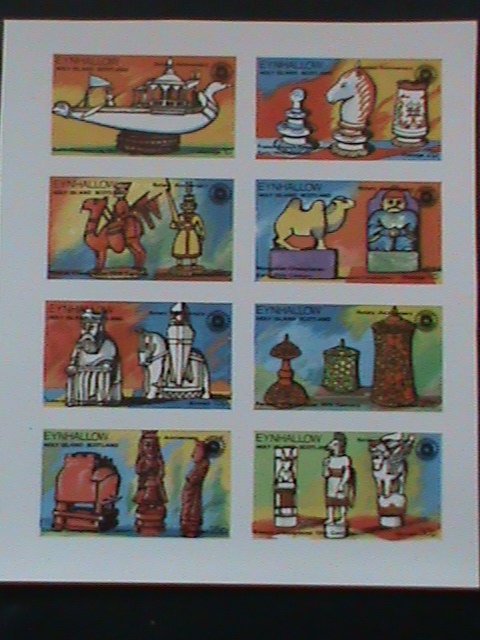 ​EYNHALLOW SCOTLAND STAMP CHESTS -IMPERF- MNH - MINI SHEET NO GUM AS ISSUED