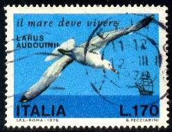 Bird, Audoun's Gull, Italy stamp SC#1320 used