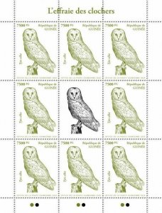 Guinea Birds of Prey on Stamps 2020 MNH Owls Barn Owl 8v M/S II