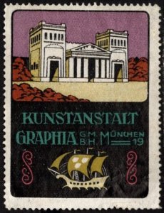 1919 Germany Poster Stamp Munich Graphic Arts Institute Unused