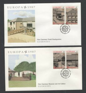 Guernsey  #349a/51a  (1987 Europa set) on two unaddressed Fleetwood FDCs