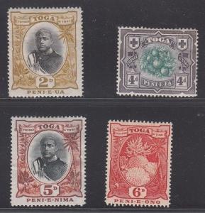 Tonga Scott 41a, 44,45,46 Mint hinged (Catalog Value $83.25)