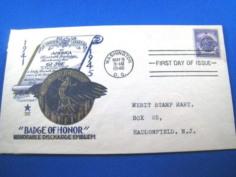 U.S. FDC - SCOTT # 940 -  BADGE OF HONOR