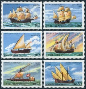 St Thomas & Prince 534-539,540,MNH.Michel 598-603,Bl.38.History navigation,Ships