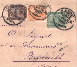 EGYPT Cover PYRAMIDS MIXED FRANKING Wrapper 1898 Beirut DENMARK CONSUL MA738