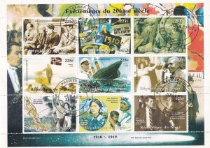 SA Niger 1998 Events of 1910-1919, used Cinderella sheet