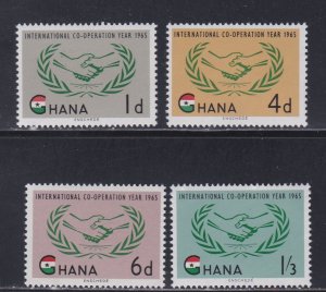 Ghana # 200-203, International Cooperation Year, NH. 1/2 Cat.