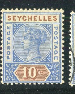 SEYCHELLES; 1890 early classic QV Die I issue fine Mint hinged 10c. value