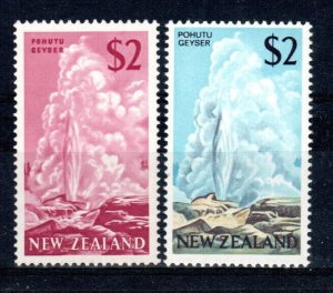 New Zealand 1967 and 1968 $2 Pohutu Geyser SG 862 and 879 MNH 