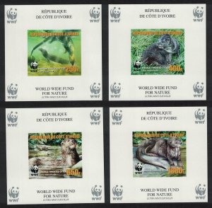 Ivory Coast WWF Speckle-throated Otter 4 MSs Imperf ERROR 2005 MNH