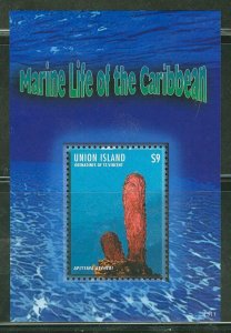 UNION  ISLAND 2013 MARINE LIFE OF THE CARIBBEAN  SOUVENIR SHEET  MINT NH