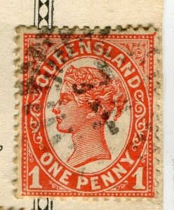 AUSTRALIA; QUEENSLAND 1896 early classic QV issue fine used 1d. value