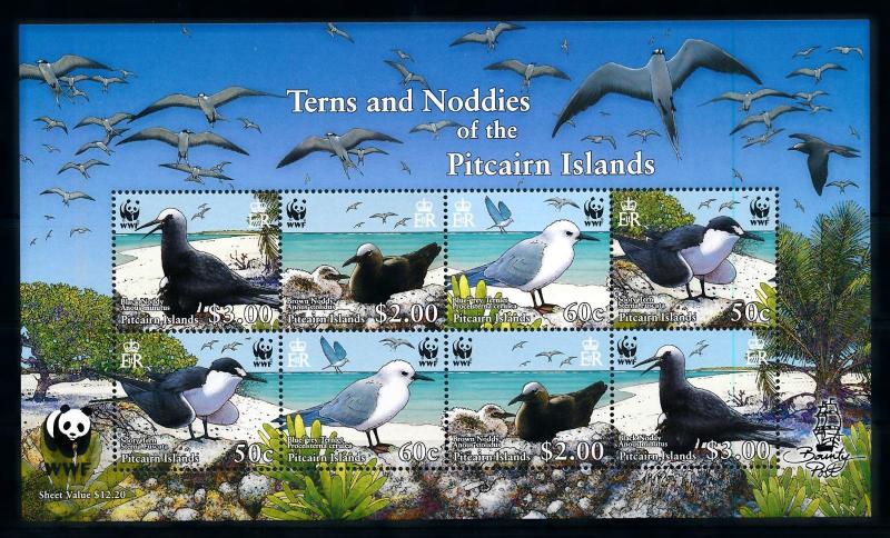 [78397] Pitcairn Islands 2007 Birds Terns and Noddies WWF Full Sheet MNH