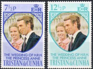 Tristan da Cunha stamp Wedding of princess Anna set MNH 1973 Mi 189-190 WS24409