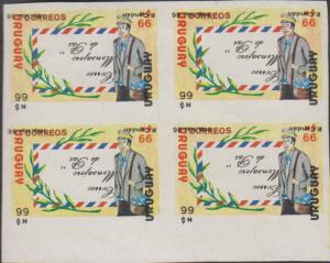 RO) 1986 URUGUAY,  IMPERFORATE AND PRINT ERROR INVERT, MESSENGER OF PEACE