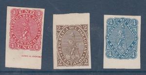 Paraguay Scott 14-16 Mint NH imperf (no gum)